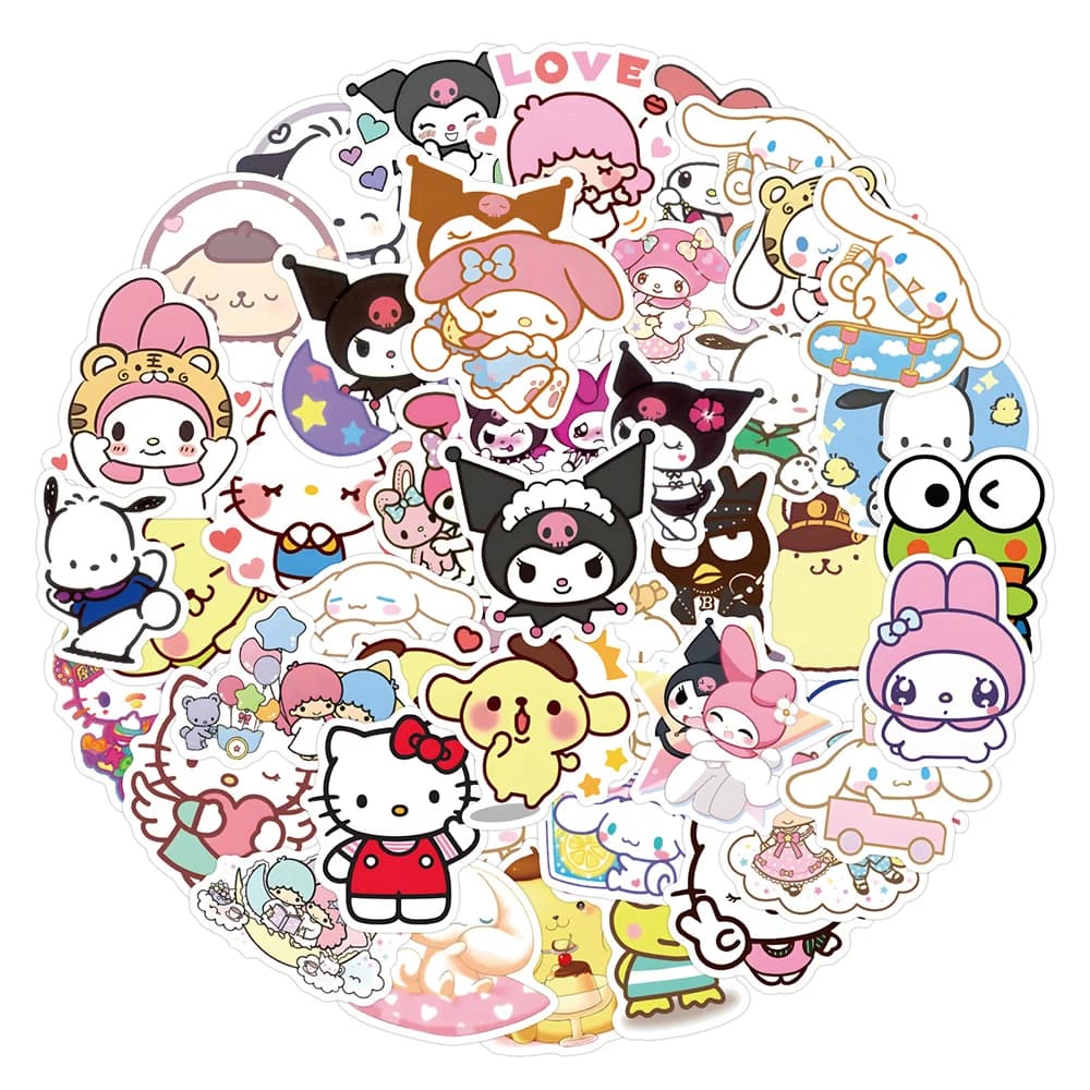 10/30/50/100 Pezzi Adesivi Anime Sanrio Kuromi My Melody, Decorazioni per Diario, Laptop, Notebook, Cover per Telefono