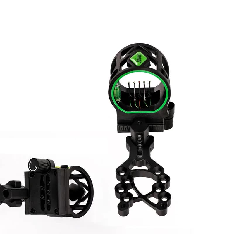 Archery Bow Sight 5Pin 0.019" Fiber Brass Pin Aluminium Machined RH/LH with Hi-Vis Level Target Hunting Shooting Accessories
