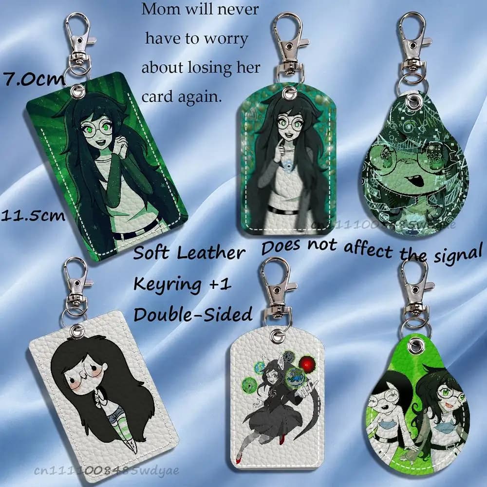 J-Jade Harley Customizable Card Case Leather Card Holder Keychain Key Ring Transportation Card Case