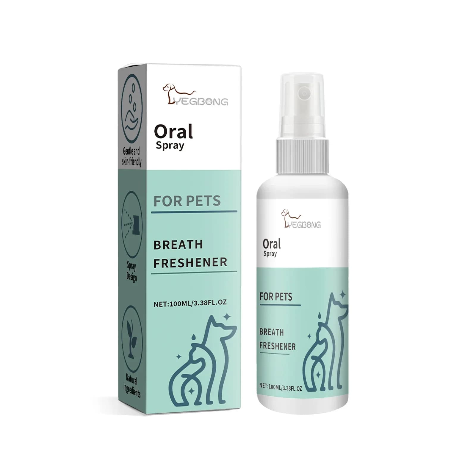 Spray naturale per la pulizia orale degli animali domestici – Deodorante per l'alito di gatti e cani, Deodorante sbiancante per denti Rimuove placca, tartaro e macchie