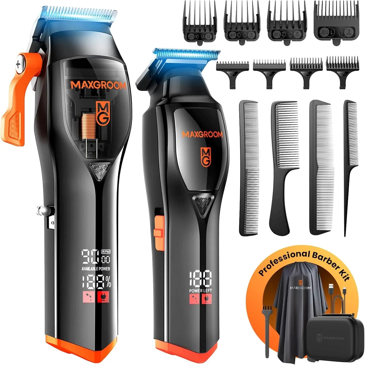 Men's Professional Haircuts, DLC 9000 RPM Blade, Wireless Kit with Adjustbarba for Shoeing