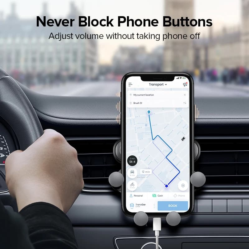 Gravity car phone support, mobile phone support to be mounted on the ventilation grids, car mobile support, compatible with iPhone 13, 12, Xiaomi, universal GPS support.