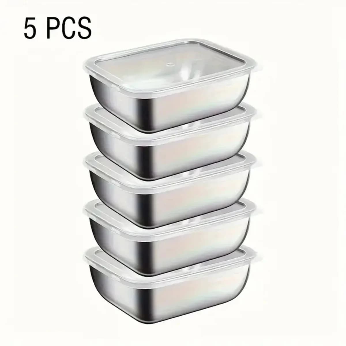 Stackable Stainless Steel Lunch Boxes 5PCS Food Storage Containers for Meal Prep Kitchen Fridge for Camping Travel Home