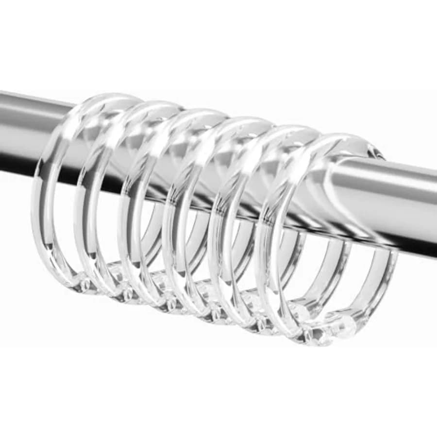 12 PCS Plastic Shower Curtain Rings, Easy Snap Closure Shower Curtain Hooks