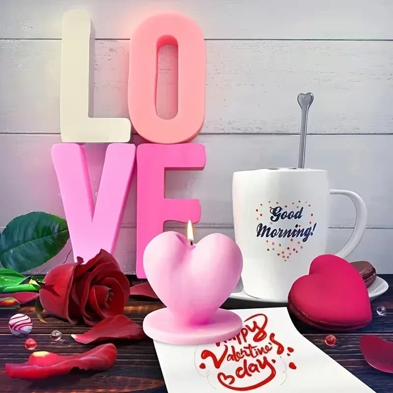 1Pc Top Quality 3D Love Heart Candle Silicone Mold With Base DIY Soap Gypsum Resin Casting Craft Home Decor