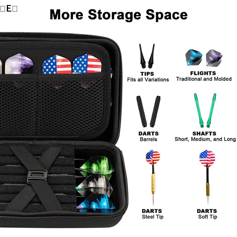 Borsa porta freccette per set da 12 freccette con punta in acciaio e morbida, custodia organizer per 12 freccette e punte (solo custodia)〔Winter5〕