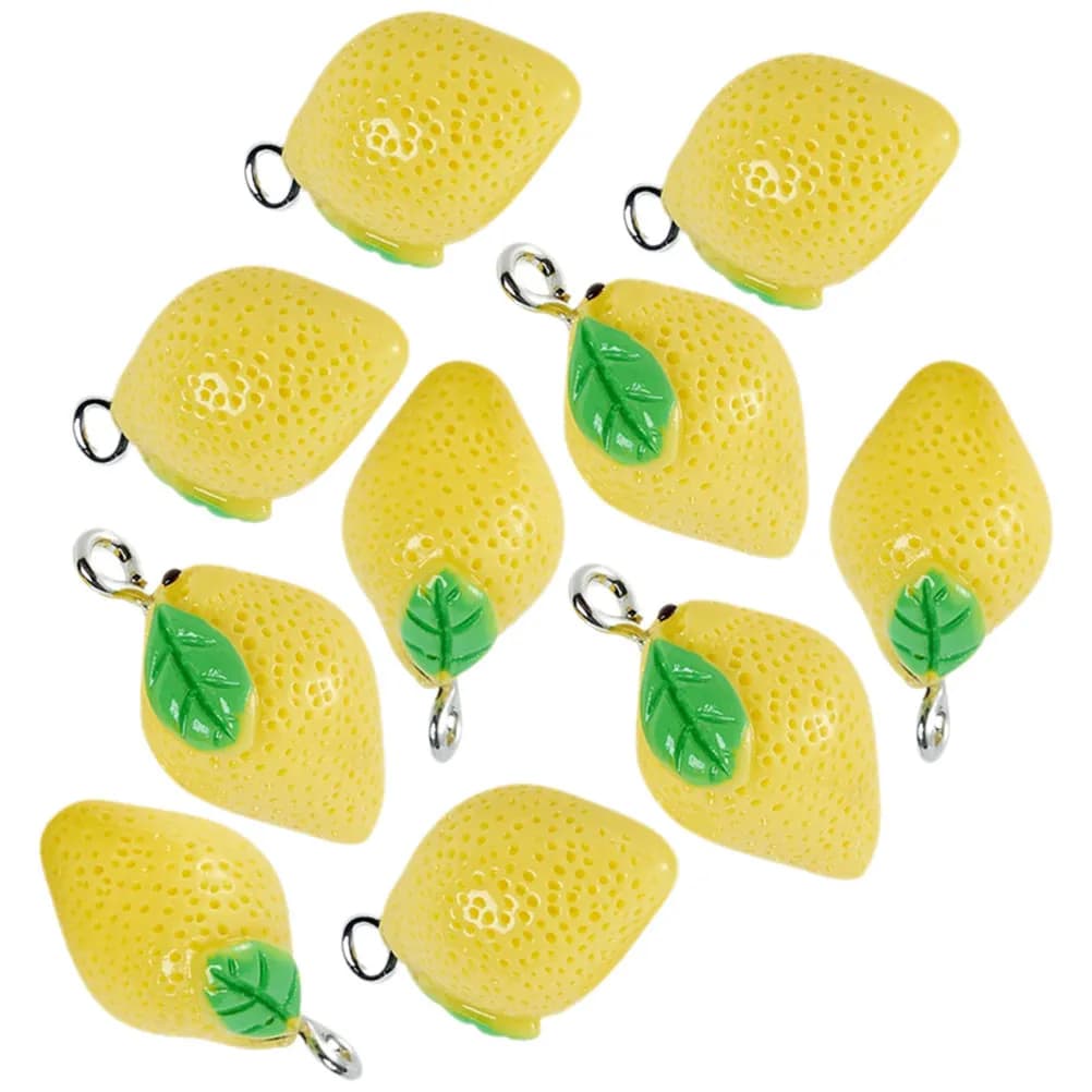 10Pcs Mini Lemon Charms Resin Fruit Pendant Charms for Jewelry Making Bracelets Necklaces Earrings Keychains DIY Craft Summer