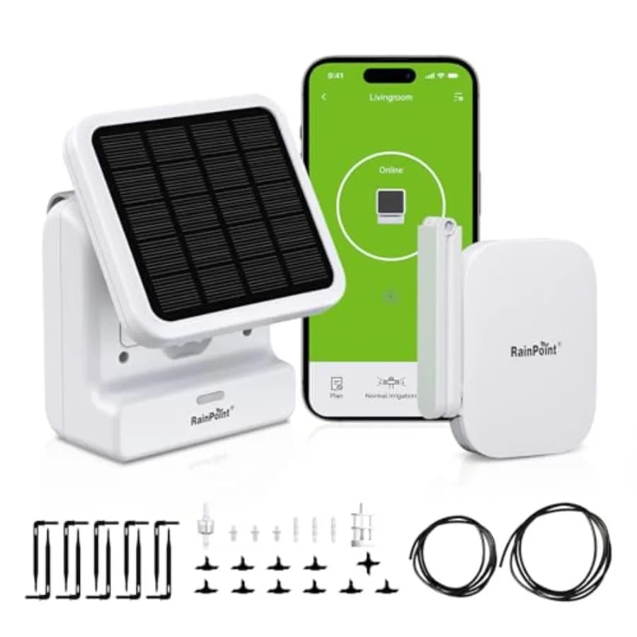 RAINPOINT Automatic Smart WiFi Solar Irrigation System for Vase Plants, Up to 20 Plants, Layout Experts for Vaca Drop irrigation