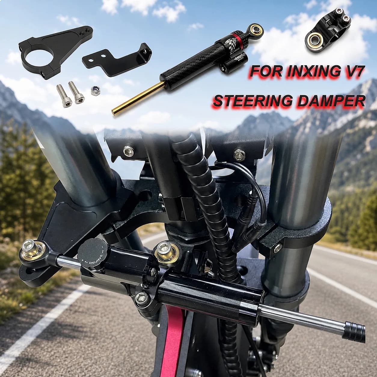 High Speed Stability Steering Damper for Inxing V7 Electric Scooter - Safety Directional Stabilizer Spare Part