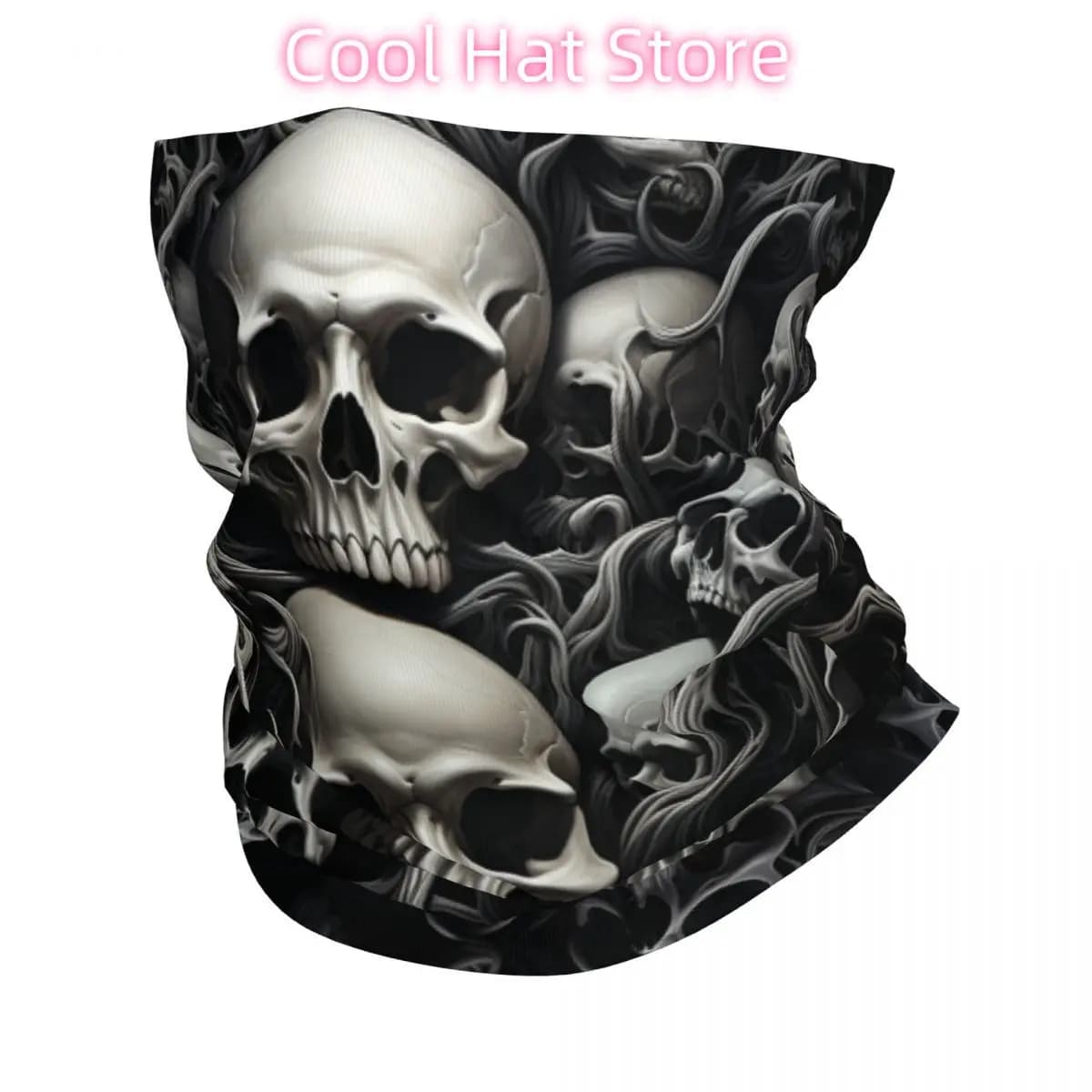 Custom Gothic Skeleton Death Skull Bandana Neck Gaiter for Hiking Hunting Men Women Wrap Scarf Headband Warmer