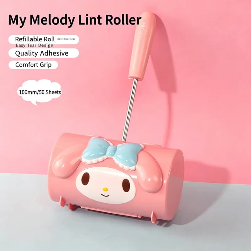 Licensed My Melody Tearable Lint Roller Refillable Dust Remover Sticky Paper Roller For Clothes Sofa Carpet Pet Hair Household