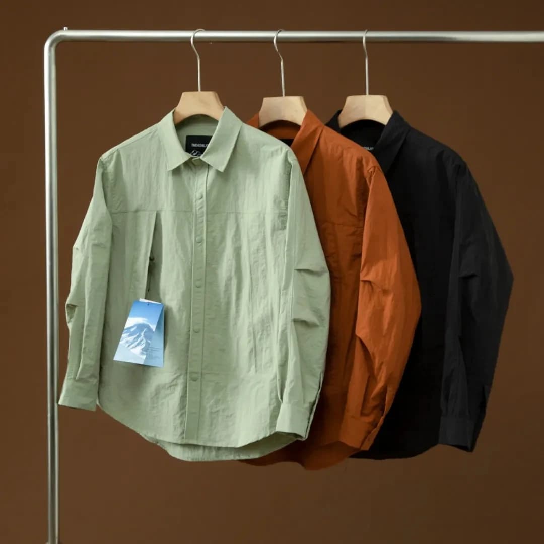 Retro Sewing Craft Men's Spring Jacket Pocket Shape Design Couple Style Loose Fit Long Sleeve Simple Style Garage Man Brand