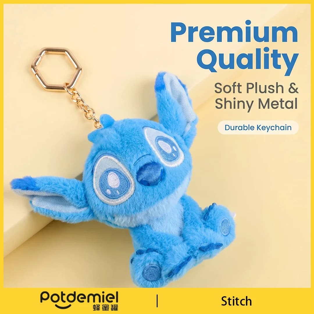 Potdemiel Disney Stitch Plush Keychain Stuffed Animal Handbag Charm Anime Bag Ornament Men Women Fans Gift Toy Collectible
