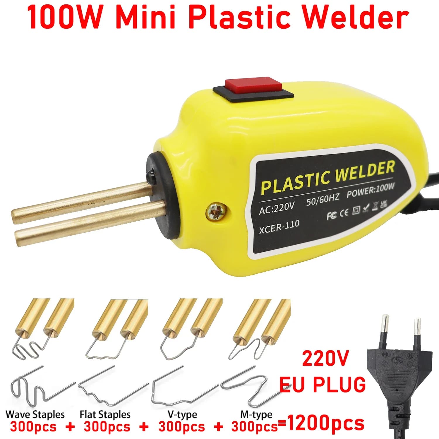 100W saldatore di plastica Mini pistola termica portatile cucitrice termica saldatore di plastica paraurti per auto Kit di strumenti di riparazione per saldatura elettronica