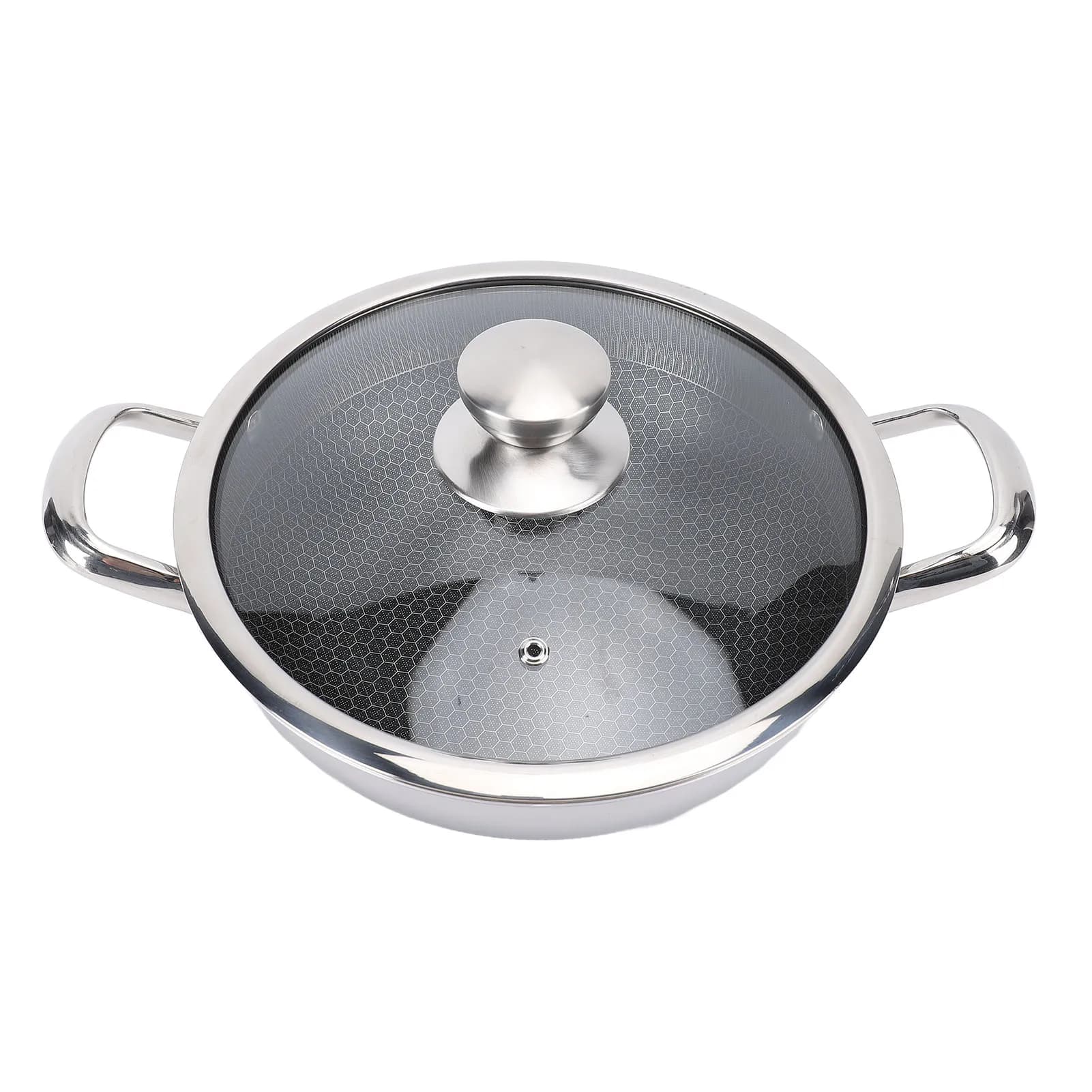 Padella Antiaderente con Coperchio per Piano Cottura a Induzione, Riscaldamento Rapido e Uniforme, Superficie a Nido d'Ape in Acciaio Inox