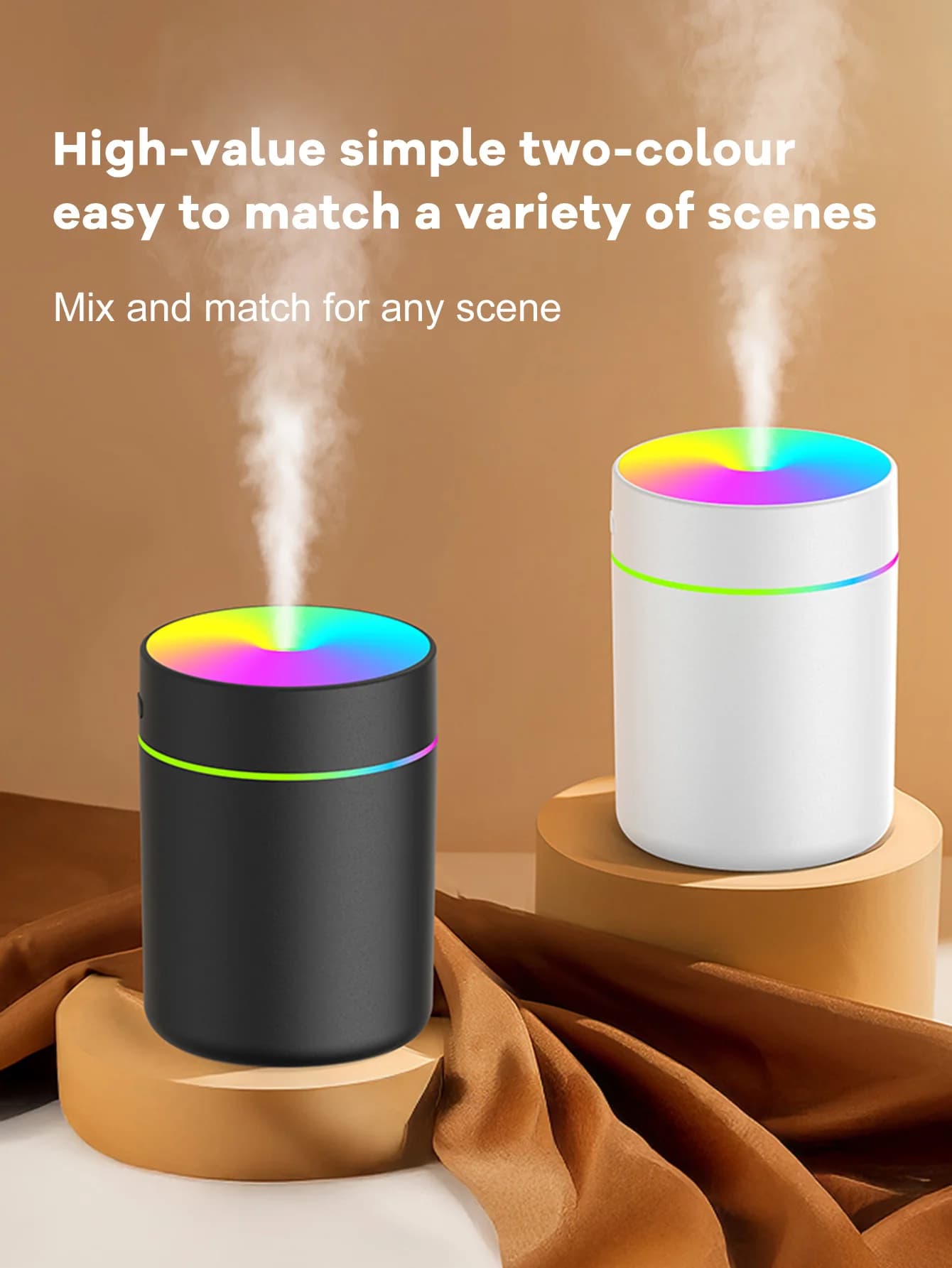 Diffusore per aromaterapia da 180 ml Umidificatore Olio essenziale per aromaterapia Purificatore d'aria Auto per dormire che trasporta la casa LED 7 colori di luce