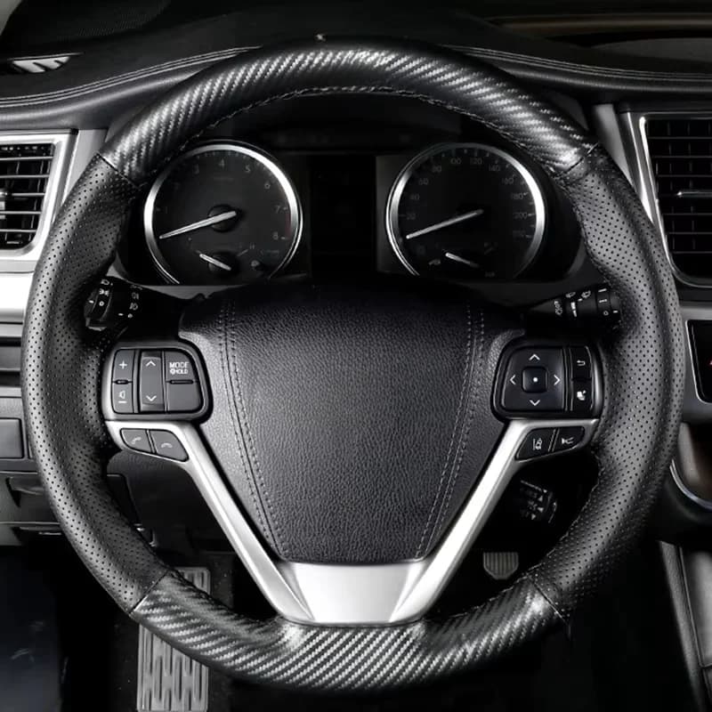Coprivolante per auto in fibra di carbonio nero cucito a mano fai-da-te per Toyota Highlander 2014 - 2019 Sienna 2015-2019