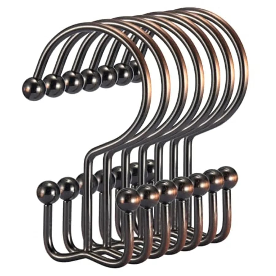 Shower Curtain Hooks, 12 Pcs Shower Curtain Rings, Durable Shower Curtain Rings Rust Proof, Double Glide Shower Rings for Curta