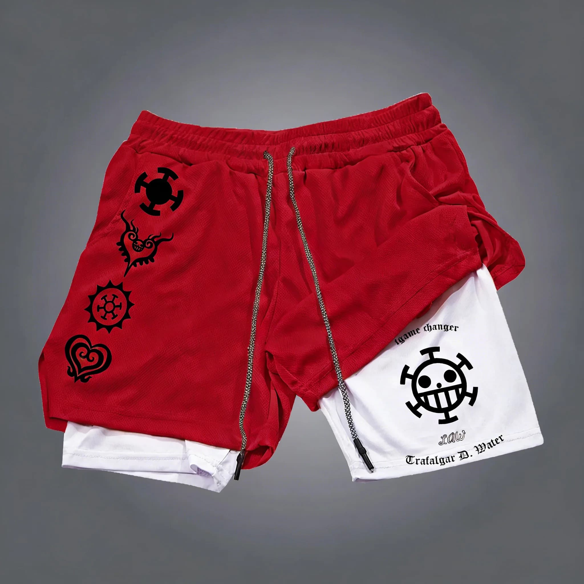 Sports shorts ONE PIECE Anime Joint for men and women, new summer shorts 2 in 1 with quick drying for swimming and fitness