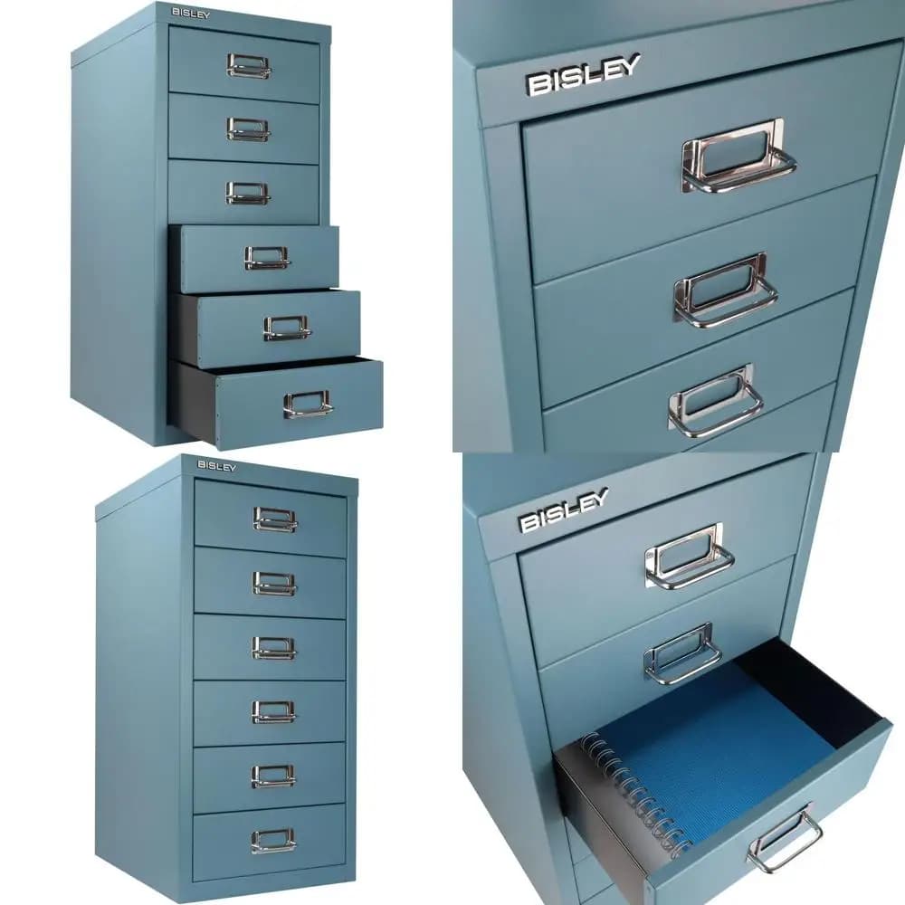 Armadietto in Acciaio Verniciato Blu con Ripiani Rimovibili e Portaetichette, Ideale per Archiviazione Sotto Scrivania