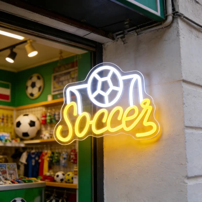 Insegna al Neon a Forma di Porta da Calcio, Decorazione da Parete, Luce al Neon Dimmerabile per Tifosi di Calcio, Negozio, Stanza dei Bambini, Stanza degli Uomini, Camera da Letto, Bar, Club