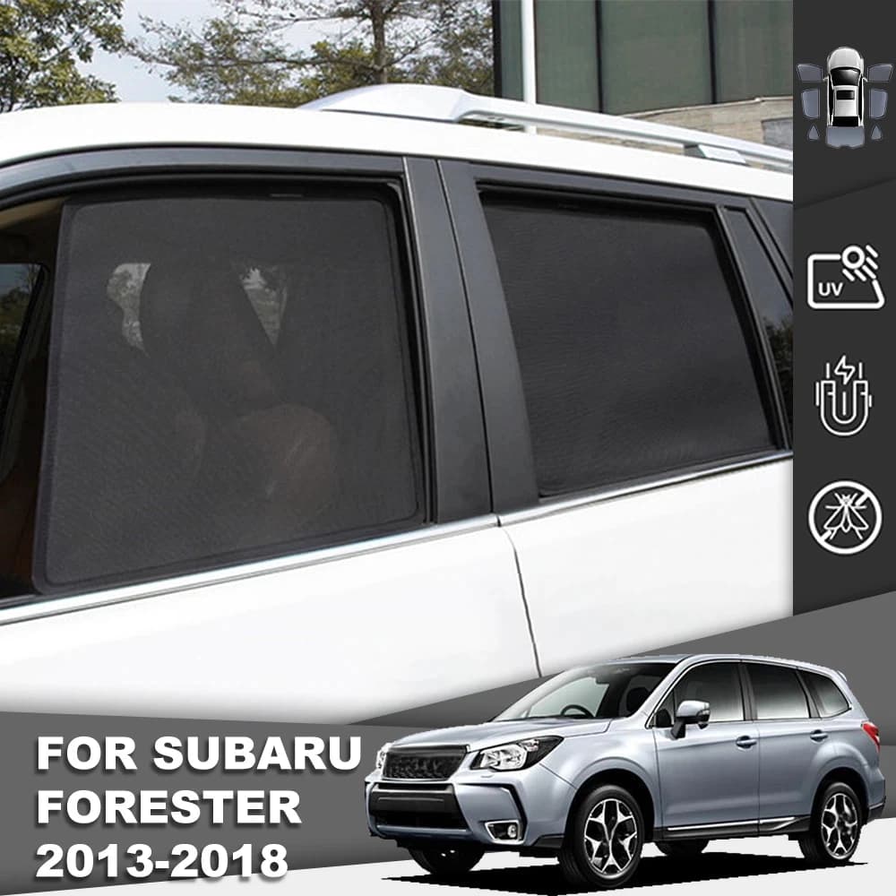 Magnetic Car Sunshade For Subaru Forester SJ 2013-2018 Front Windshield Curtain Cover Rear Side Baby Window Mesh Sun Shade Visor