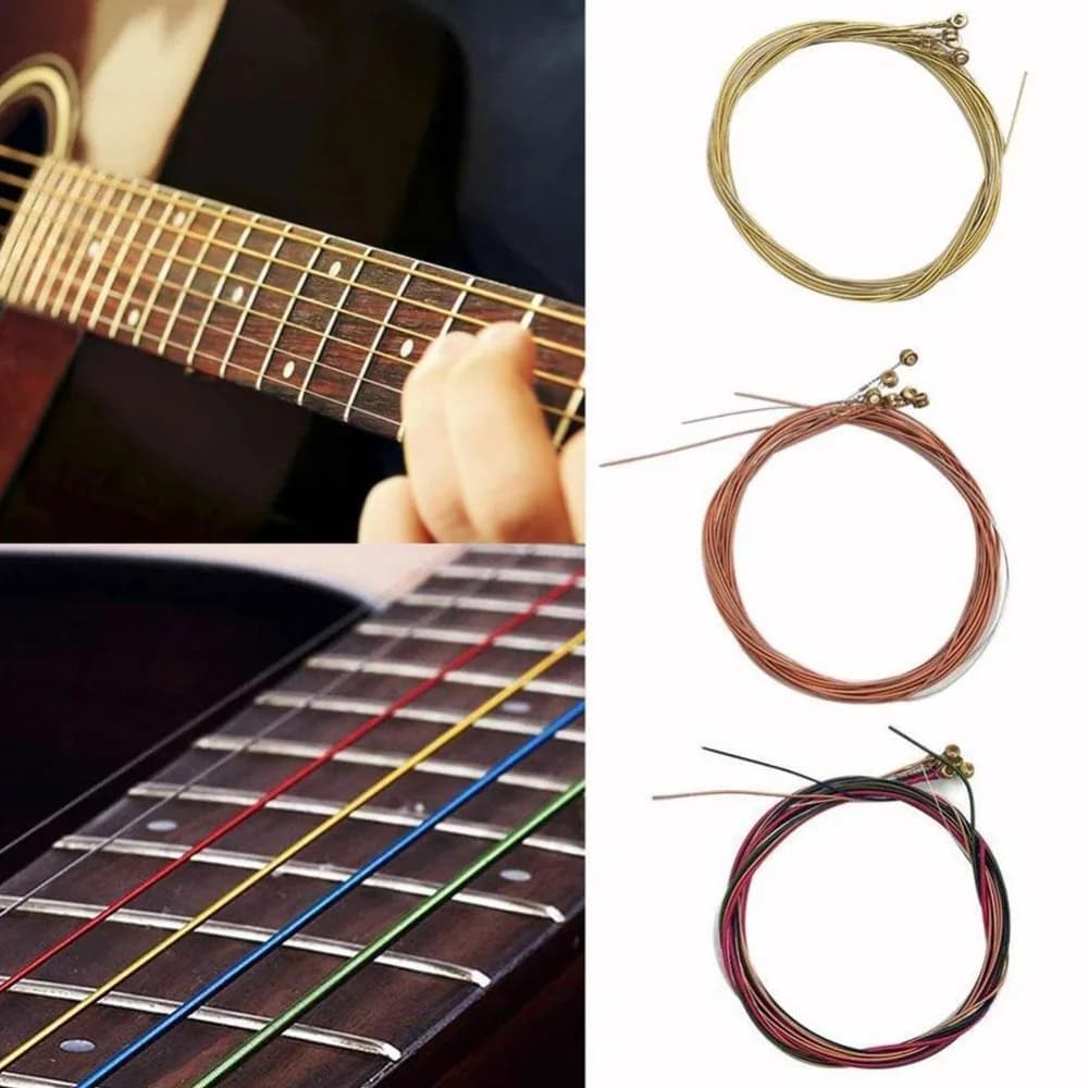 Corde per chitarra in lega di rame da 6 pezzi, facili da installare, corde acustiche in ottone Nylgut, 6 corde, corde durevoli per ukulele