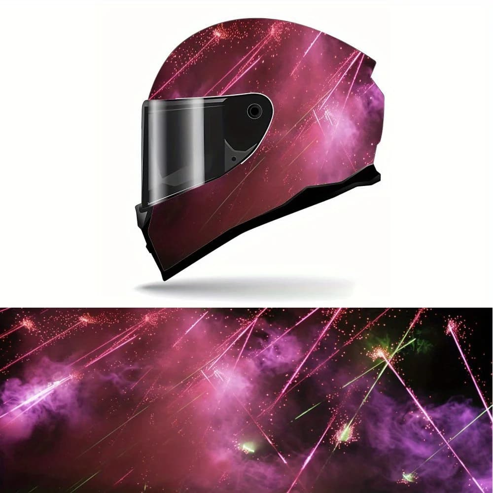 Cosmic Star Burst, neon laser rays, helmet decal, helmet vinyl casing, waterproof removable decals for motorcycle helmets, a