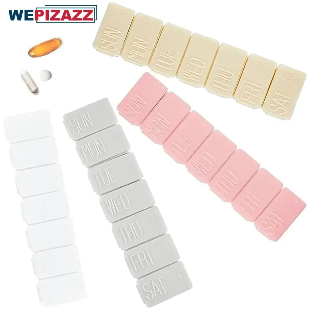 Weekly 7-day pills, travel pills for vitamins, fish oil, calcium tablets and supplements