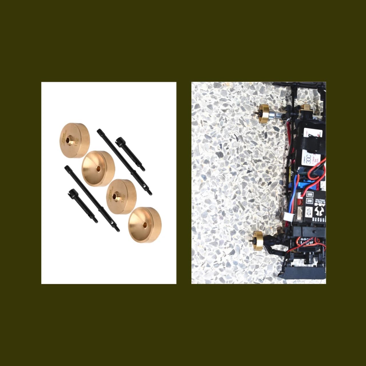 Giunto CVD anteriore GPM+albero motore posteriore+giunta ruota a pendolo in ottone AXIAL1/24 SCX24