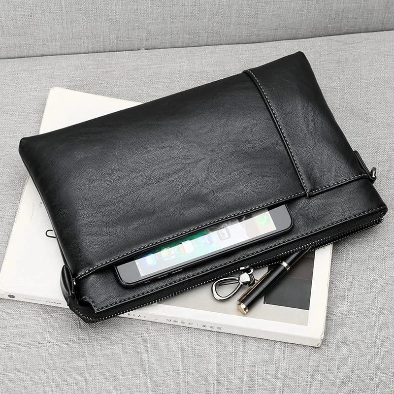 SAC bag Fashionable Large Capacity Leather Clutch Bag for Men Top Layer Cowhide Handbag Wallet Stylish Long Shape Grab Bag