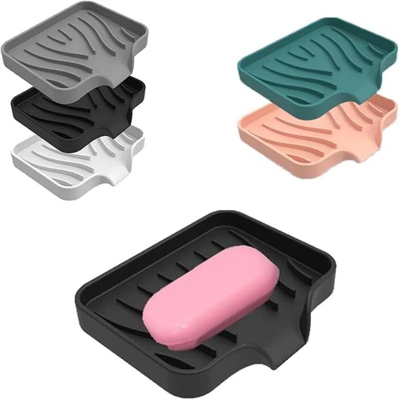 1 confezione scatola di sapone di scarico in silicone cucina bagno vassoio antiscivolo per lavello tavolo da lavaggio creativo vassoio di sapone punzonatura gratuita scolapiatti