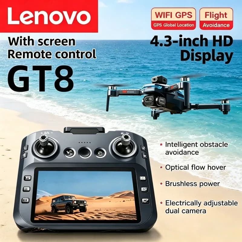 Drone Professionale Lenovo GT8 8K GPS con Doppia Fotocamera FPV, Motore Brushless, Flusso Ottico, Hovering, Pieghevole, Quadricottero 4K RC Giocattolo