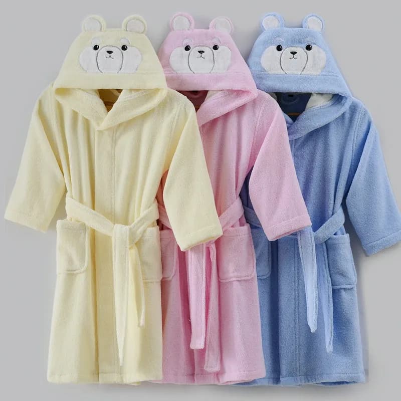 Children Homewear with cotton sponge cap robe kids thickening winter robe dressing for girls