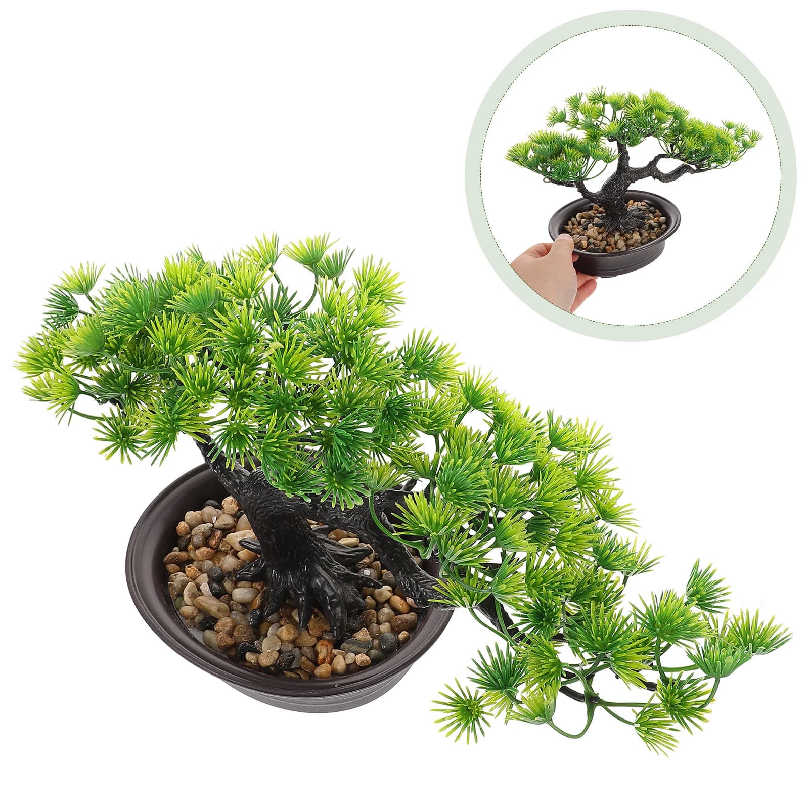 Realistic Artificial Bonsai Tree, Small Green Table from Desk, Fin Pino for Decoration Office and Home, Fin Plants for Table