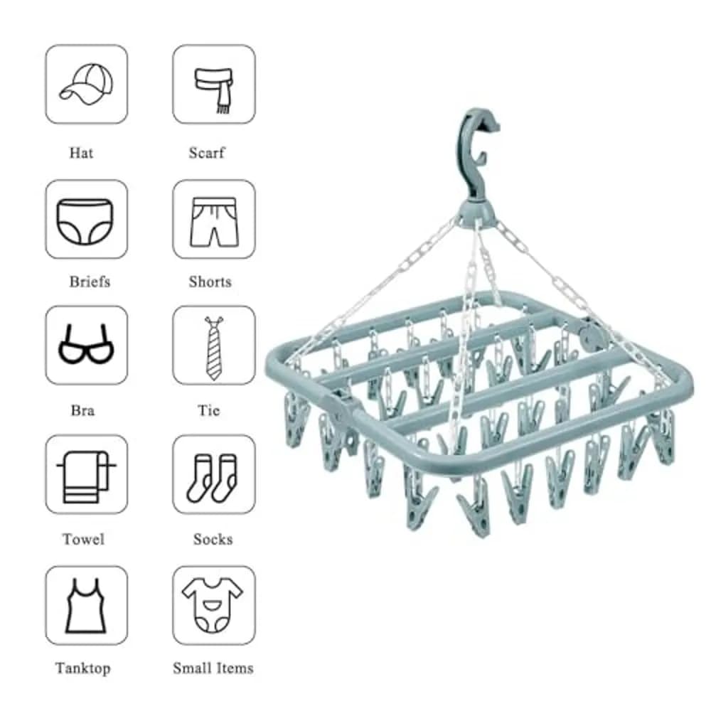 Clothes rack with 32 clips and clothes rack
