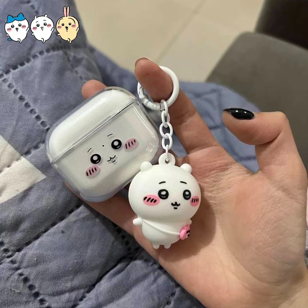 Custodia Protettiva Kawaii Chiikawa per AirPods Pro 2, Guscio Antiscivolo per Auricolari Apple 2/3 Generazione e 4 Generazione con Ciondolo