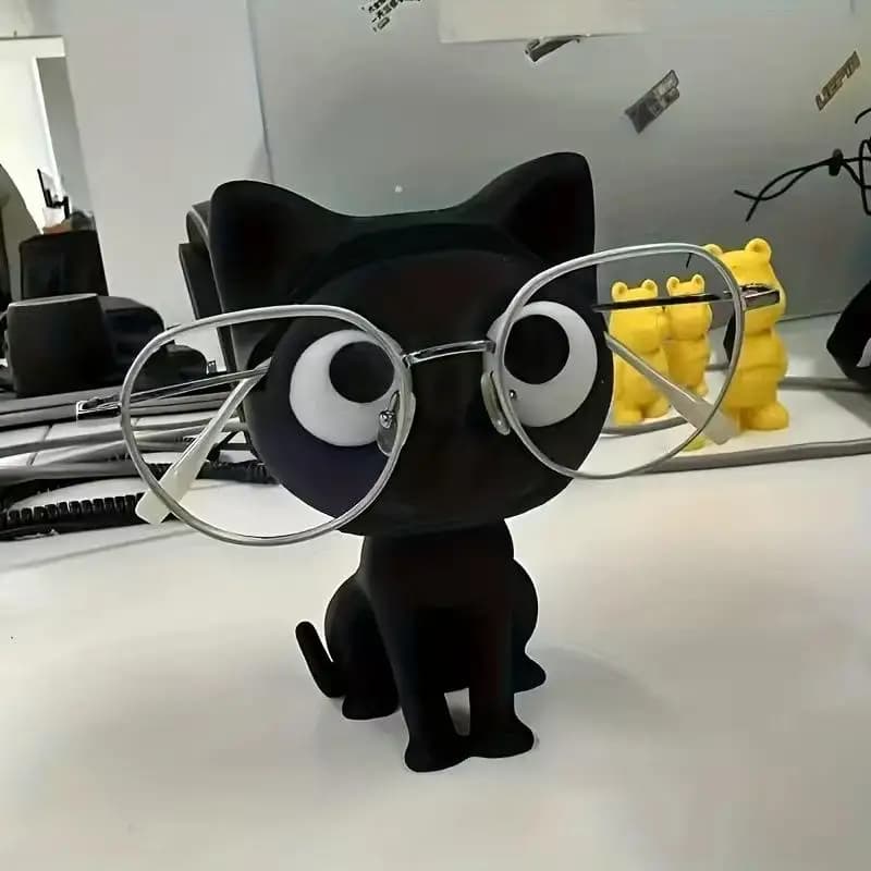 Portaocchiali 3D a Forma di Gatto, Supporto per Occhiali alla Moda con Gattino Seduto, Adorabile Organizzatore da Scrivania per Arredamento Casa e Ufficio