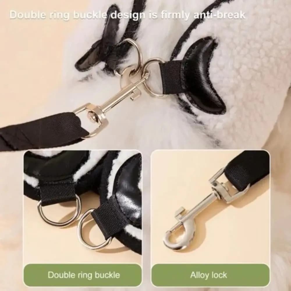 Set Pettorina e Guinzaglio per Cani in Velluto di Agnello, Regolabile, Stile Gilet, Comoda e Anti-Fuga