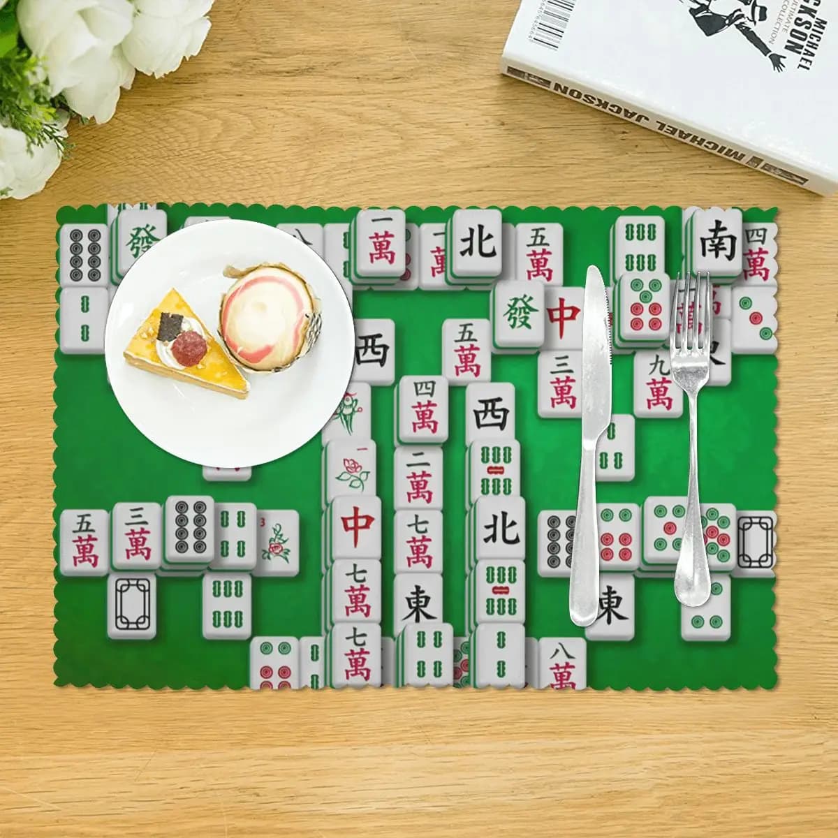 Tovaglietta con Motivo Mahjong Resistente al Calore, Sottopiatto per Tavolo da Pranzo, Sottobicchiere Super Assorbente