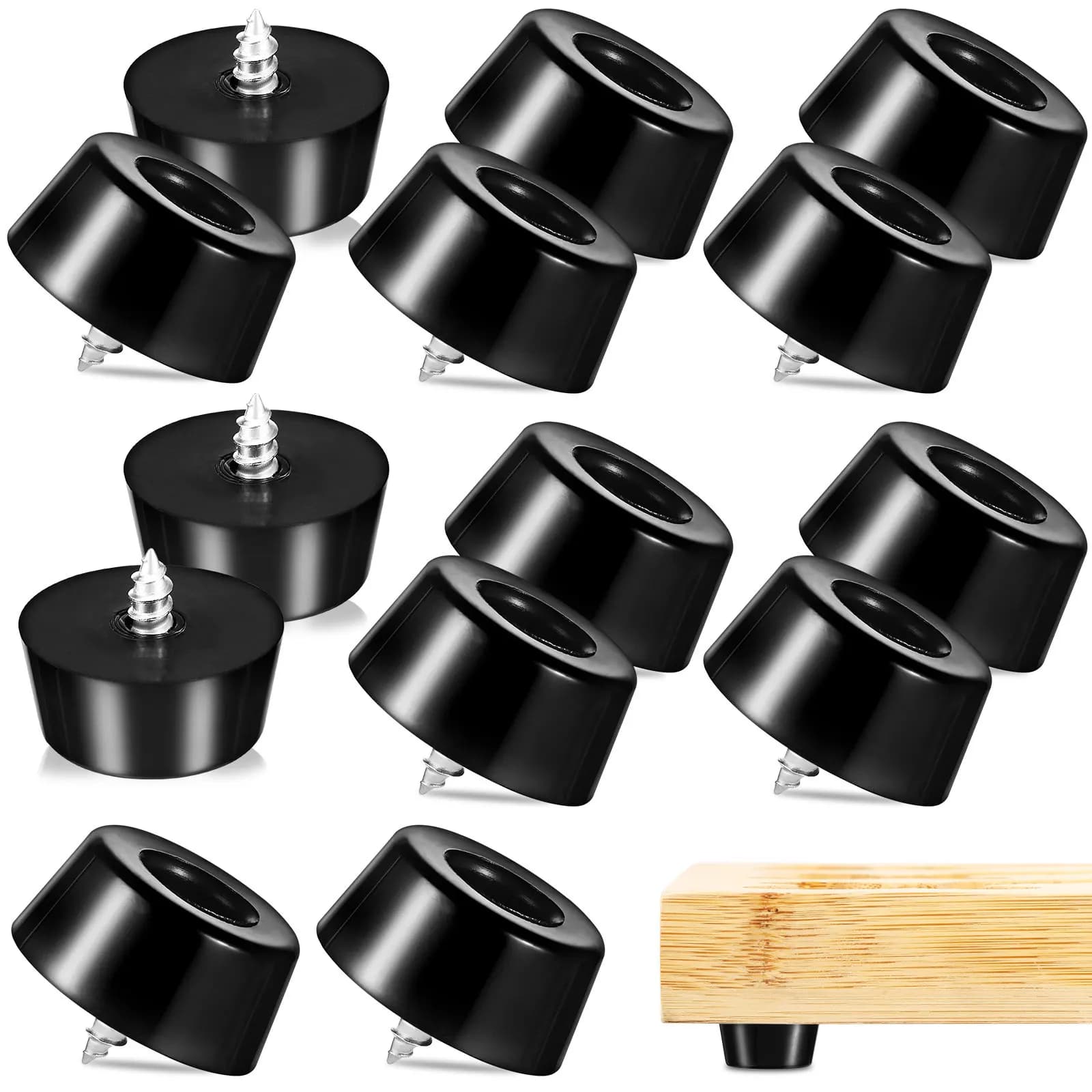Kit of 16 Feet in Rubber for Light Furniture and Cutting Machines, Antivibrations with Reinforced Stainless Steel Base