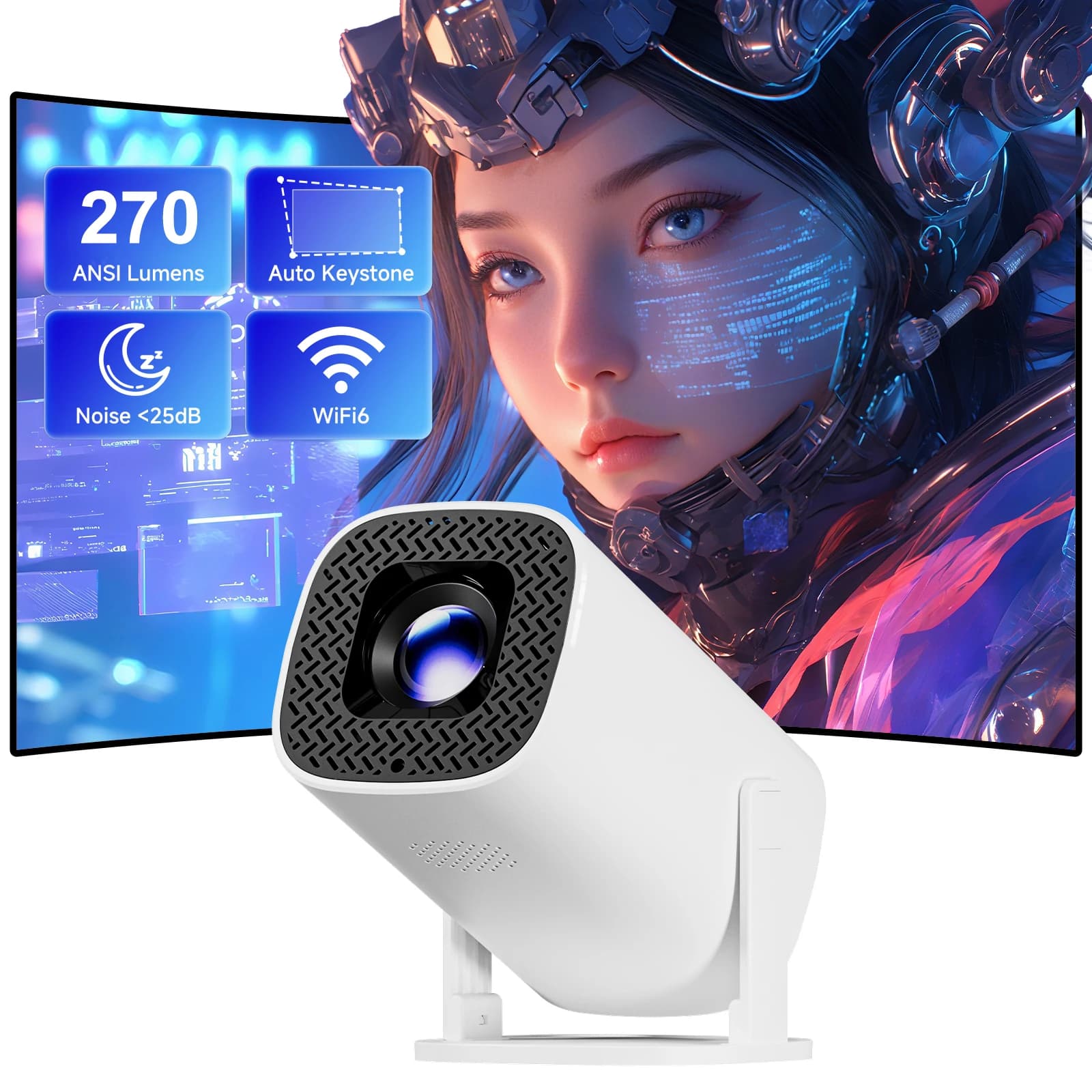 Salange P30 PRO Mini Proiettore 270 ANSI Full HD 1280*720P Android 11 Video domestico per film all'aperto Proyector portatile