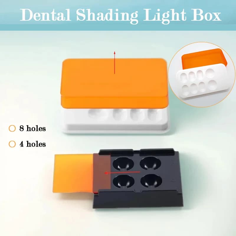 4/8 Slot Dentale Resin Shadow Light Box Storage Tables Dentali with Covering Dentali Deck Veneer Box Mix Cap Case Shading Organizer Tool