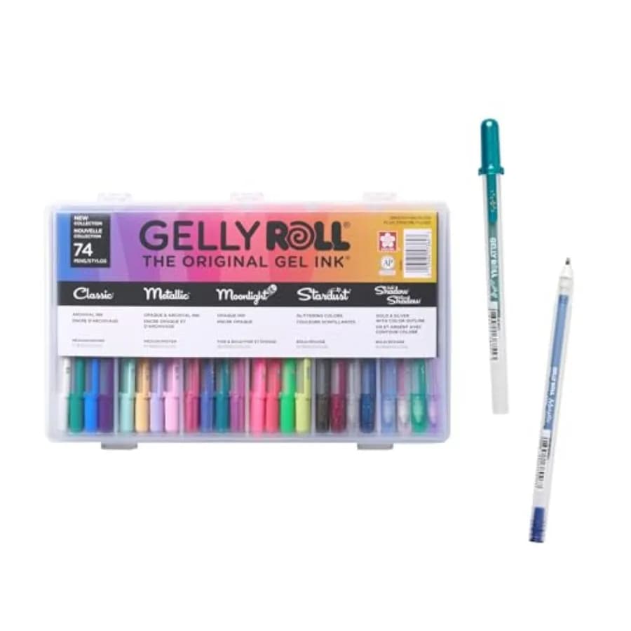 Gelly Roll Gel Pens - Gift Set - Ink Pen Set for Journaling Art Calligraphy or Drawing - Assorted Point Sizes with Storage Case