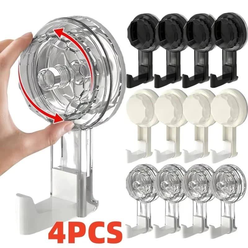 Nail-Free Vacuum Suction Cup Hooks Heavy Duty Reusable Traceless Hanger Powerful Storage Hook for Bathroom Kitchen Wall Clothes