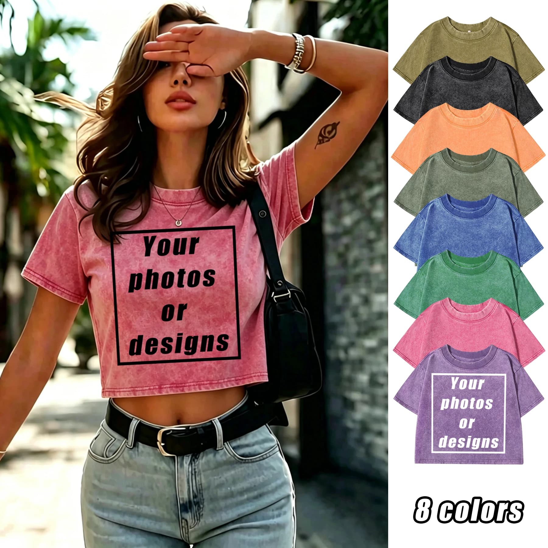 Custom Graphic Logo Retro T Shirts Women Summer Cotton Crewneck Clothing Fashion Short Personalized Fashion Crop T-Shirt