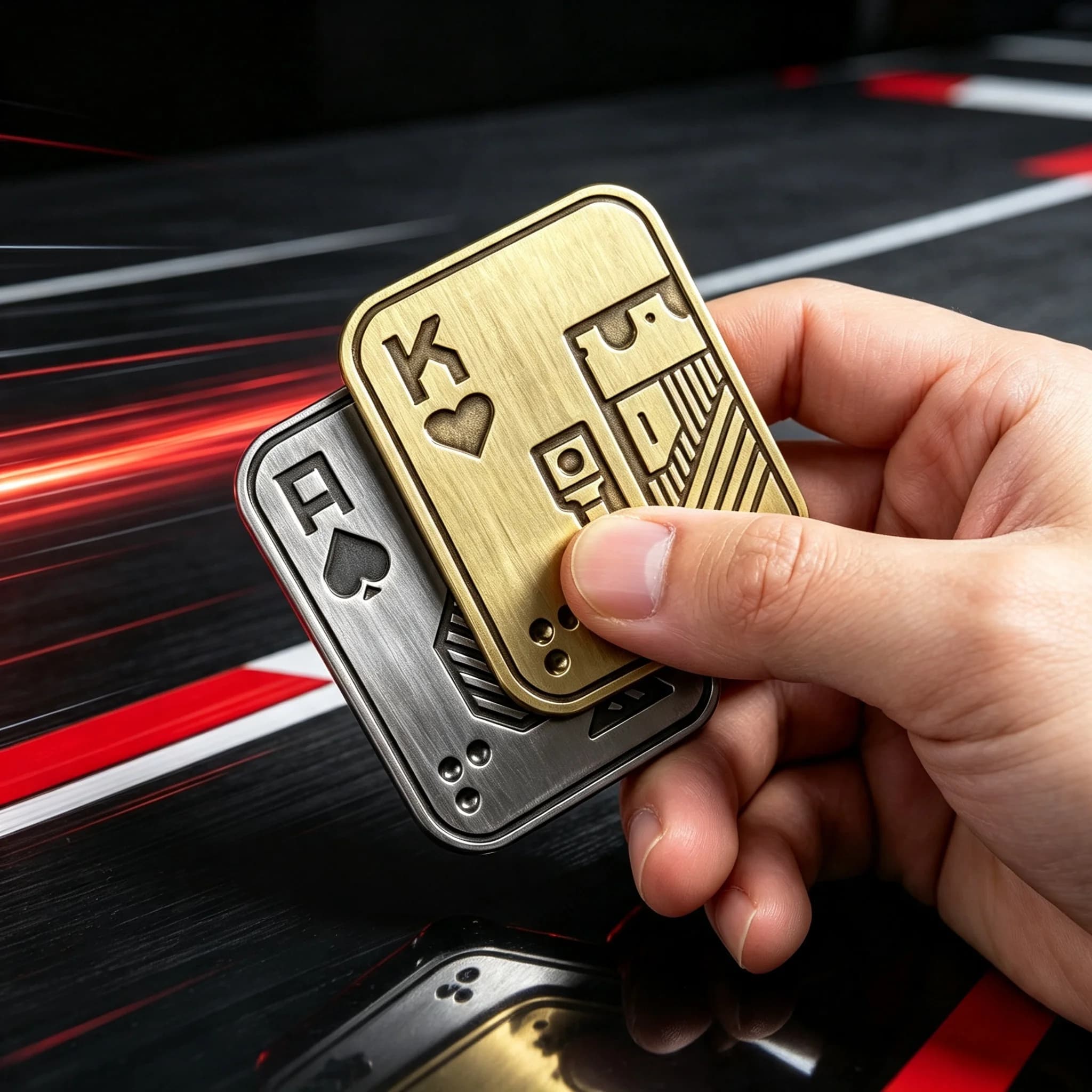 A K Metal Push Card EDC Fidget Toy Magnetic Fingertip Gyro for Leisure Anxiety Relief Office Stress Relief Gift for Adults​ ADHD
