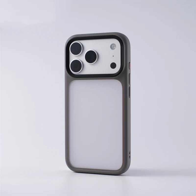 Custodia smerigliata con pulsante per fotocamera touch attivo per iPhone 17 17Pro Max 17pro Cover antiurto opaca anti-caduta con colori traslucidi all'aria