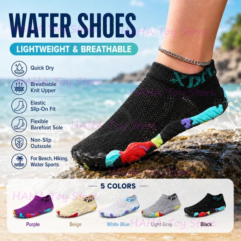 Water Shoes Men Women Quick Dry Barefoot Non Slip Beach Swim Shoes Lightweight Breathable Slip On Water Sports Hiking Pool Shoes