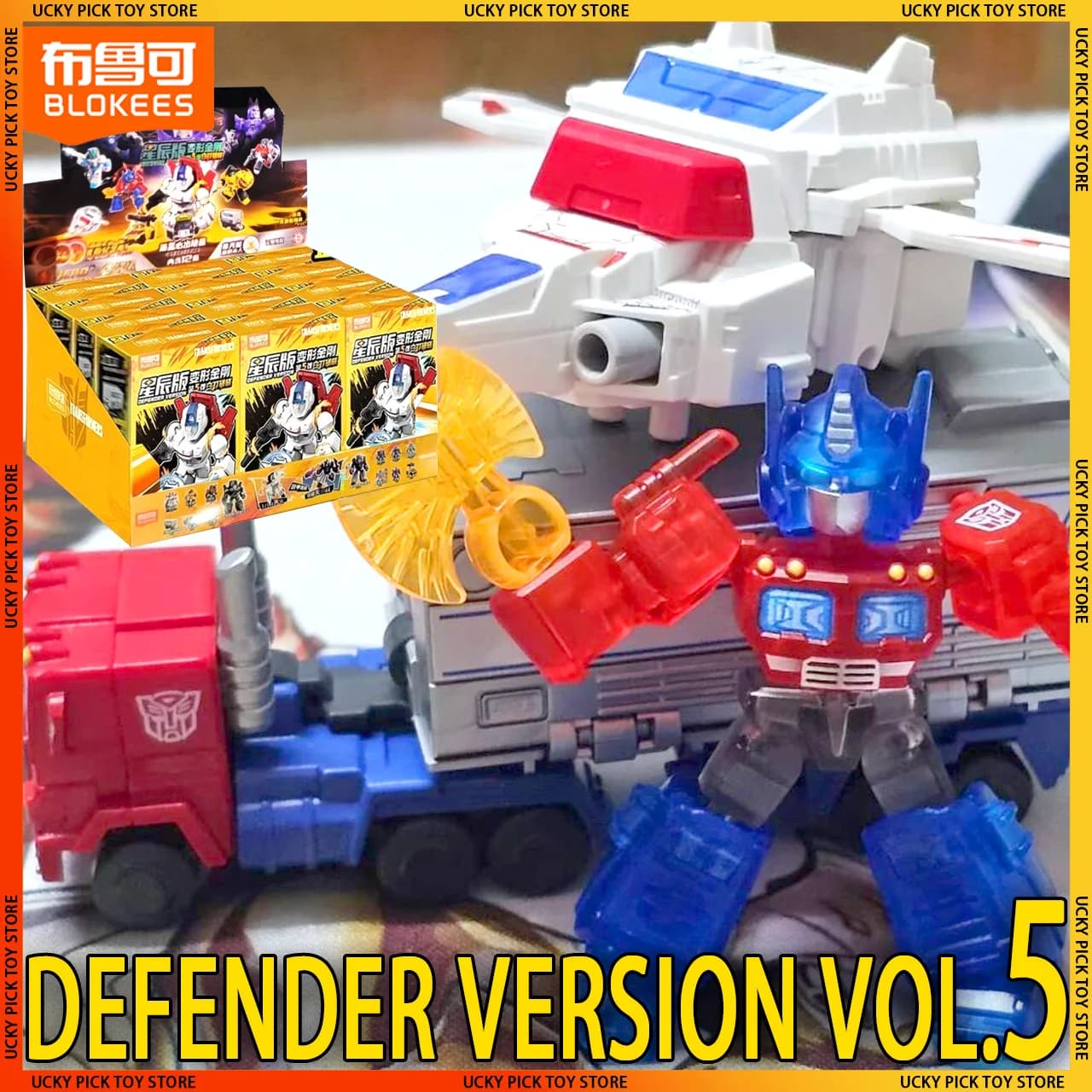 New Listed Blokees Transformers Defender Version 5 Galvatron Jetfire Optimus Prime Reflector Mounting Pattern Blind Toys Gift Box